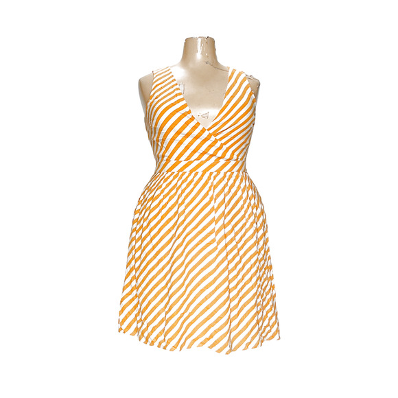 LOFT Yellow Striped Wrap Dress - Picture 1 of 4